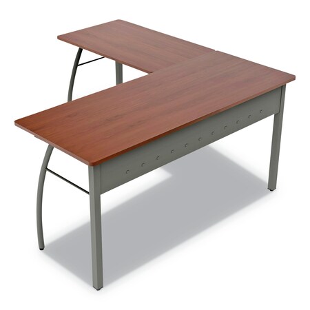 Linea Italia. L Shaped Desk, 59.13" W, 29.5" H, Cherry, Steel LITTR737CH